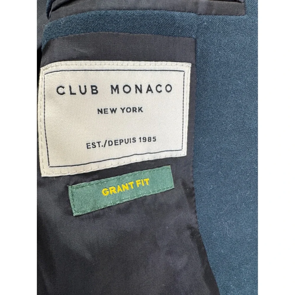 Club Monaco Grant Fit Mens 38 Cotton Blazer Sport Coat Dark Teal Blue Academia